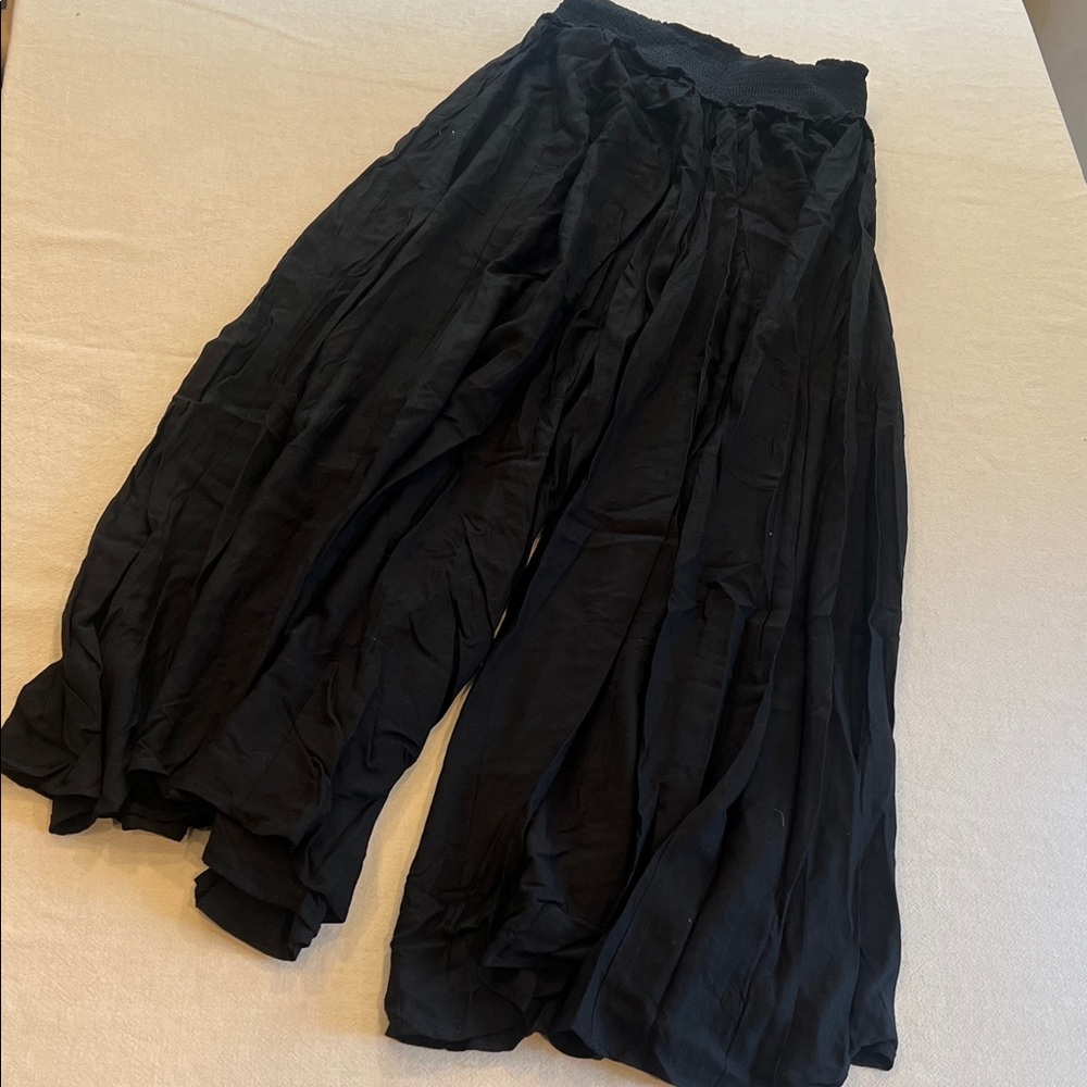 Charlie Paige Black Smocked Waist Wide-Leg Pants